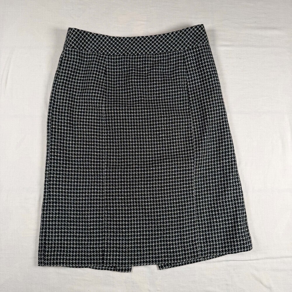 Covington Women Size 8 Black White Houndstooth Stretch Pencil Skirt Office Workw